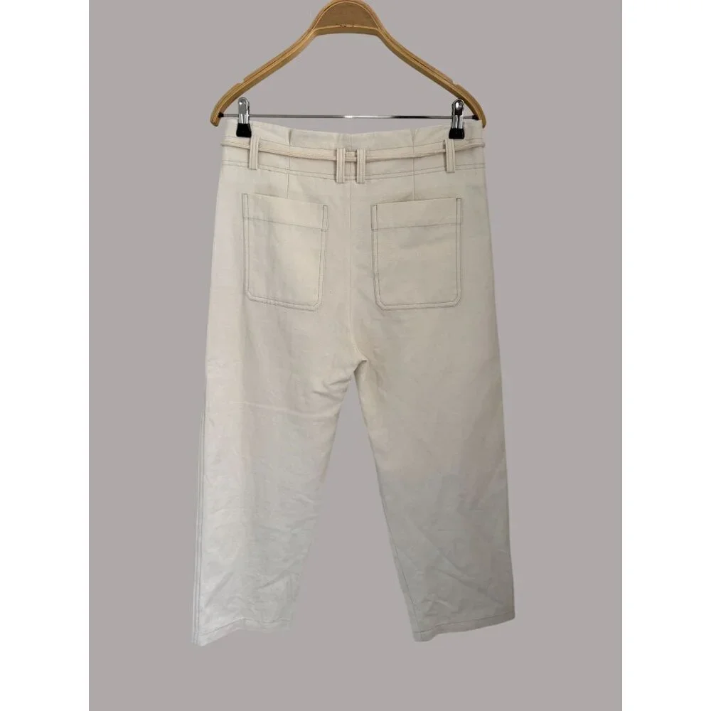 Vince Womens Cream Cotton Wide-Leg Cropped Pants W/ Patch Pockets & Drawstring W - Picture 7 of 7